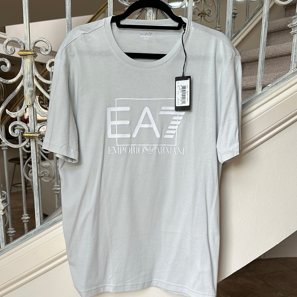 Emporio Armani Gray Short Sleeve Tee with EA7 Logo